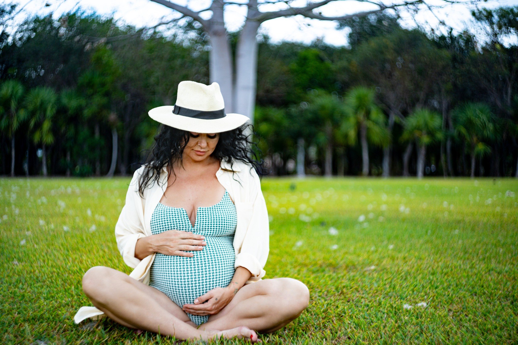 Maternity portrait at golden hour